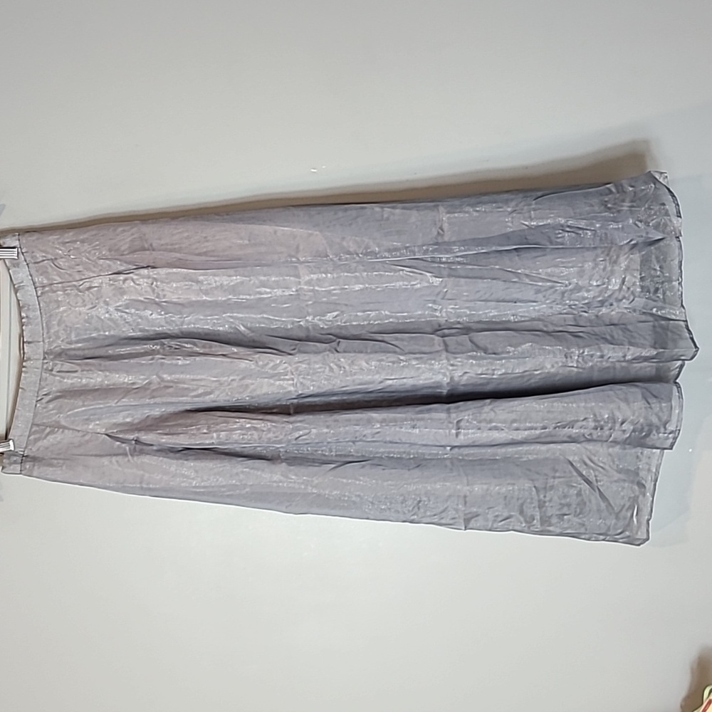 Vintage Organza Maxi Skirt Silver‎ Blue Fairy Renaissance XS 90s Festival Prom